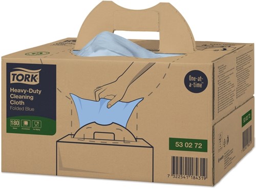 Reinigingsdoek Tork Heavy-Duty W7 Handy Box 180 doeken blauw 530272