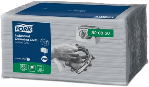 Reinigingsdoek Tork Industrial Cleaning W8 55 doeken grijs 520350