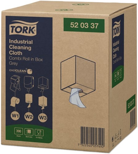 Reinigingsdoek Tork Industrial Combi W1/2/3 nonwoven 390vel grijs 520337-2