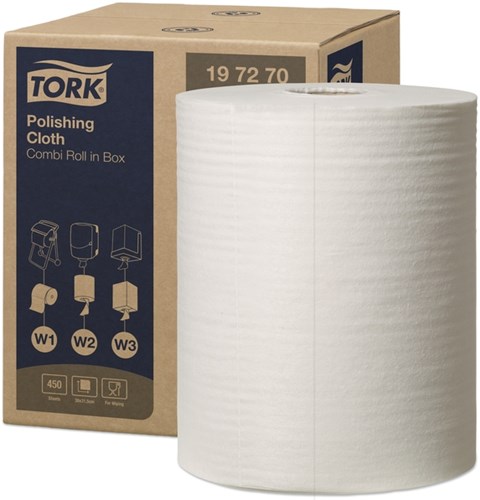 Reinigingsdoek Tork Polishing Combi W1/2/3 nonwoven 450vel wit 197270