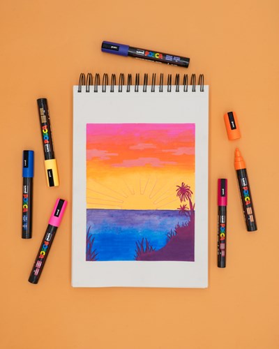 Verfstift Posca PC-1MR metaalrood extra fijn 6 stuks-3