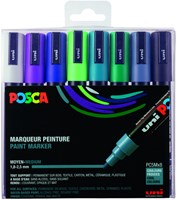 Posca verfstiften PC-5M set van 8 markers koude kleuren zwart