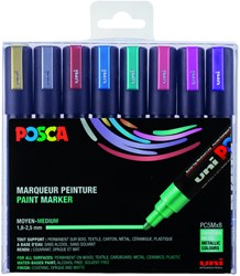 Posca verfstiften PC-5M metallic kleuren set van 8 stuks groen