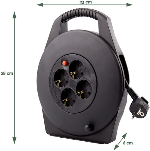 Kabelhaspel BRASQ 4 voudig 15 meter zwart-2