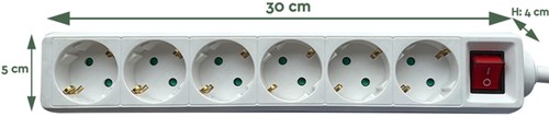 Stekkerdoos BRASQ 6 voudig 3 meter wit-2