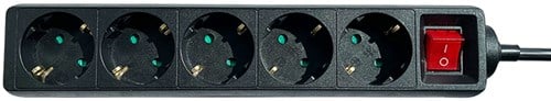 Stekkerdoos BRASQ 5 voudig 1.4 meter zwart