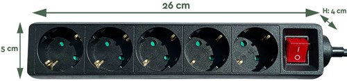 Stekkerdoos BRASQ 5 voudig 1.4 meter zwart-2