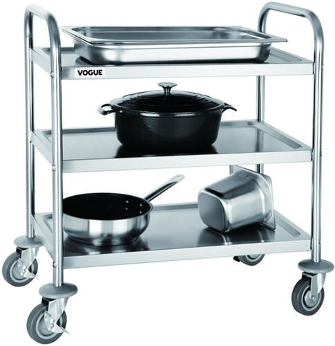 Serveerwagen Vogue met 3 plateaus 82.5x71 cm RVS-2