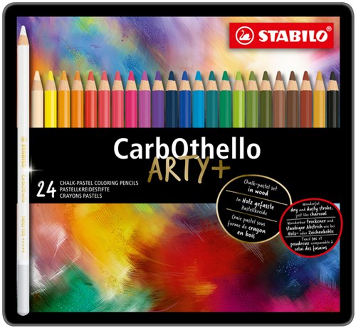 Kleurpotloden STABILO CarbOthello kalkpastel assorti blik à 24 stuks