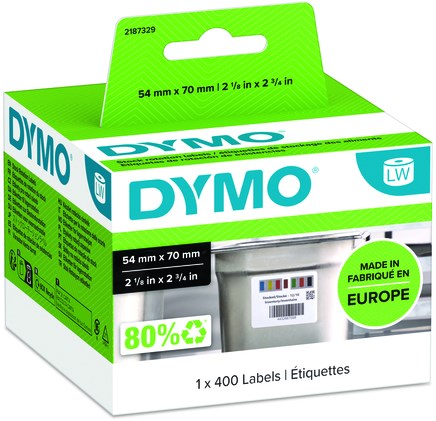Dymo etiketten LabelWriter 70 x 54 mm voor voedingsindustrie wit 400 etiketten