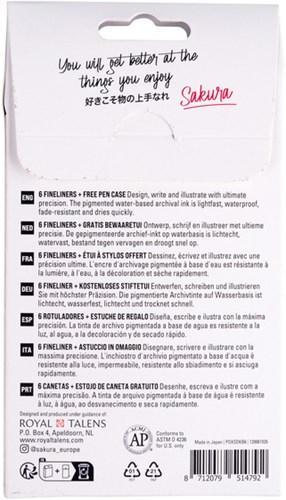 Fineliner Sakura Pigma Micron Black Edition set à 6 breedtes + gratis etui-2