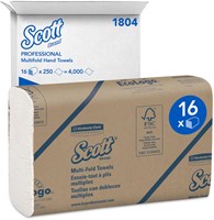 Handdoek Scott Z-vouw 1-laags 23x23 5cm 16x250stuks wit 1804