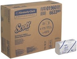 Handdoek Scott Z-vouw 1-laags 20x31 5cm 25x175stuks wit 6633