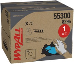 Poetsdoek WypAll X70 PowerClean 42 6x28 2cm 200vel draagdoos wit 8296