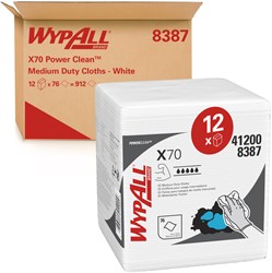 Poetsdoek WypAll X70 PowerClean 42 1x37 5cm 12x76vel wit 8387