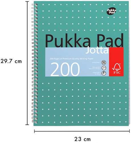 Collegeblok Pukka Pad Jotta A4 lijn 4-gaats 200 pagina's 80gr groen-3