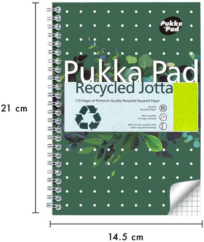Spiraalblok A5 ruit 5x5mm 110 pagina's 80gr groen Pukka Pad Jotta-3