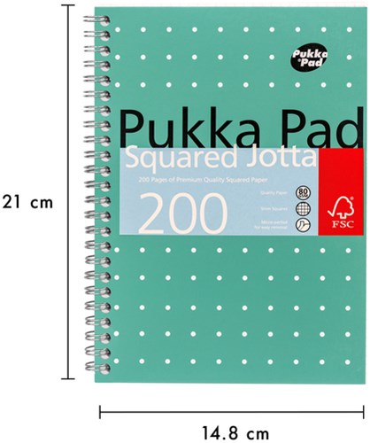 Spiraalblok A5 ruit 5x5mm 200 pagina's 80gr groen Pukka Pad Jotta-3