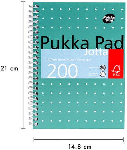Spiraalblok A5 lijn 200 pagina's 80gr groen Pukka Pad Jotta-3