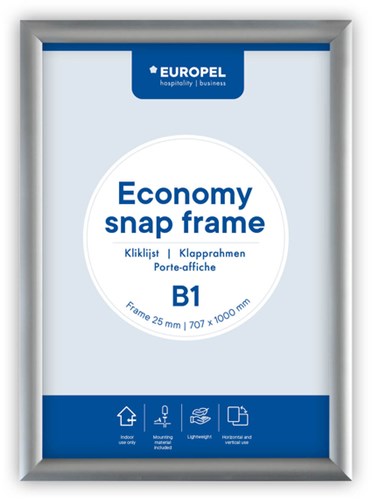 Europel clicklijst Economy  lijst 25 mm  B1  zilver
