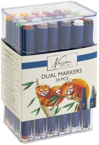 Alcohol markers Nassau Arts duopunt set à 24 kleuren