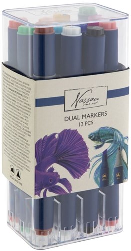 Alcohol markers Nassau Arts duopunt set à 12 kleuren