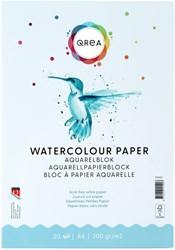 Aquarelblok A4 20vel 200gr gelijmd Qrea