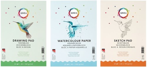 Aquarelblok A5 20vel 200gr gelijmd Qrea-3