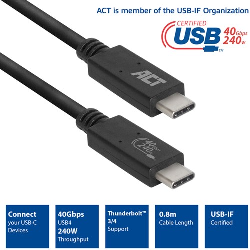 Kabel ACT USB4 40Gbps USB-C USB-IF-2
