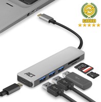 Hub ACT USB-C 3.0, 3x USB-A cardreader PD p-through-3