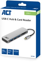 Hub ACT USB-C 3.0, 3x USB-A cardreader PD p-through-5