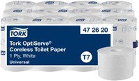 Toiletpapier Tork T7 Universal OptiServe Coreless 1-laags 144m wit 472620