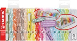 Markeerstift STABILO SWING COOL naturecolor geassorteerde kleuren, deskset van 18 stuks