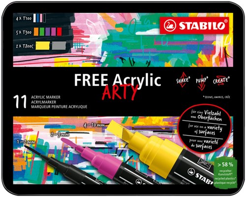 Acryl markers STABILO free starter kit pak van 11 stuks