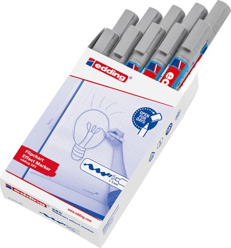 Viltstift edding 385 flipover penseelpunt zilvergrijs-2