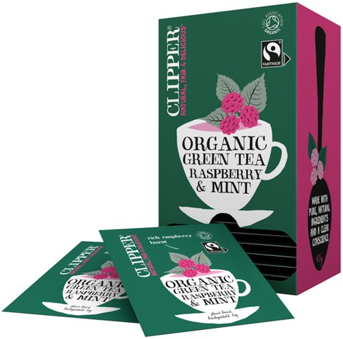 Thee Clipper green raspberry mint bio 25 zakjes