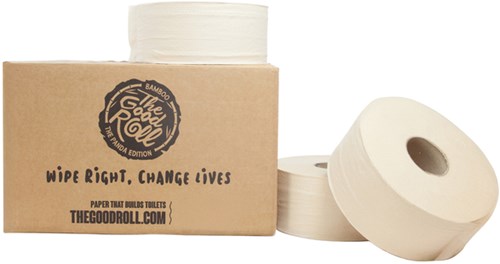 Toiletpapier The Good Roll jumbo klein bamboe 2-laags 18x180m naturel