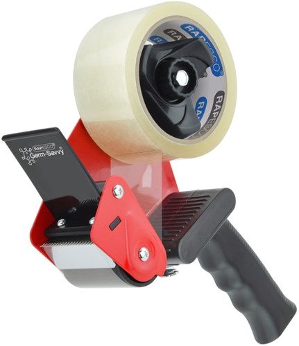 Verpakkingstape dispenser Rapesco Germ-Savvy 960 antibacterieel met transparante tape zwart