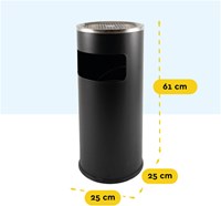 Afvalbak met asbak BRASQ 11 liter AT500 zwart-1