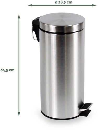 Afvalbak BRASQ pedaalemmer 30 liter RVS-2