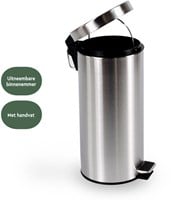 Afvalbak BRASQ pedaalemmer 30 liter RVS-1