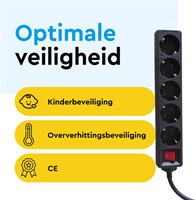 Stekkerdoos BRASQ 5 voudig 5 meter zwart-3