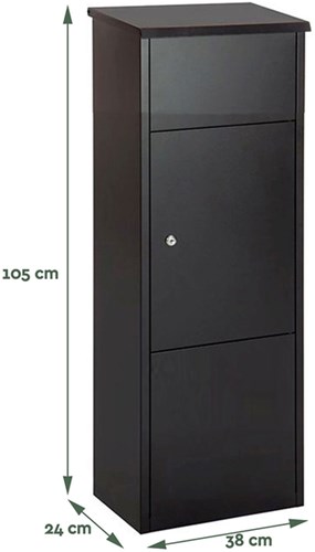 Pakketbrievenbus BRASQ 105x38x24cm PB400 Zwart-2