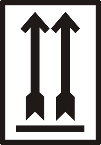 Waarschuwingsetiket IEZZY pijl omhoog 70x100mm 500 stuks