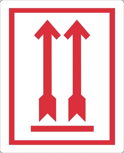 Waarschuwingsetiket IEZZY pijl omhoog 74x105mm 500 stuks