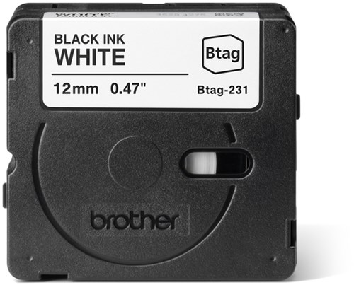 Labeltape Brother P-touch Btag-231 standaard 12mm zwart op wit-2