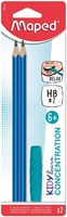 Grafietpotlood Maped Kidy Learn met kauwtopper set à  2 stuks blauw