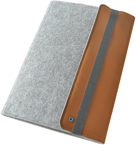 Schrijfmap DESQ A4 vilt met papierclip en elastiek sluiting grijs-2