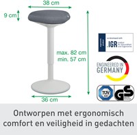 Leitz Ergo actieve Zit/Sta kruk met comfortzitting lichtgrijs-5