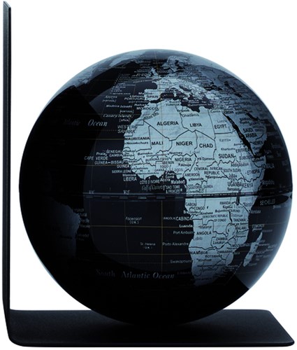 Boekensteun Troika met magnetische globe 13cm zwart-zilver